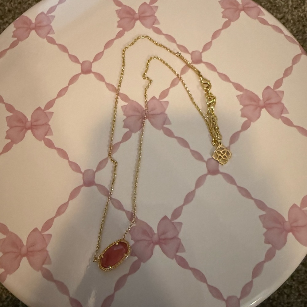 Kendra Scott Gold Necklace with Pink Pendant